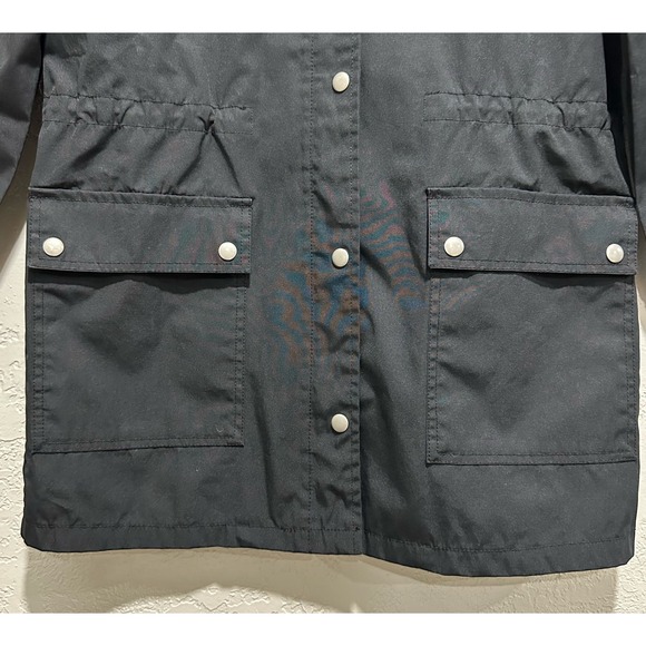J.Crew Women’s Midi-Length Utility Raincoat, Size XS, Black, Interior Soft Blue - Picture 5 of 14